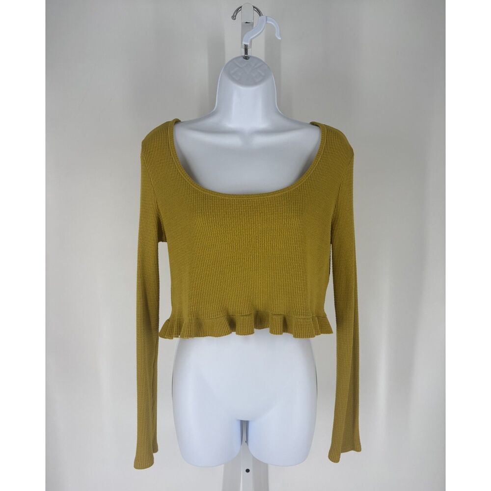 We The Free mustard yellow long-sleeve cropped top